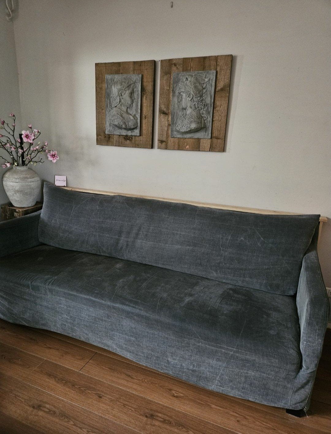Hoffz landelijke bank - sober  - antraciet grijs, Ophalen, Gebruikt, 100 tot 125 cm, Stof
