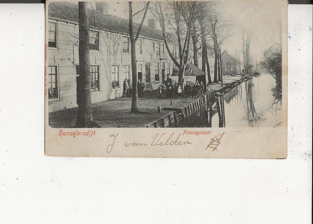 Honselersdijk Princegracht met schooljeugd GR-de Lier 1903, Ophalen of Verzenden, Voor 1920, Gelopen, Zuid-Holland