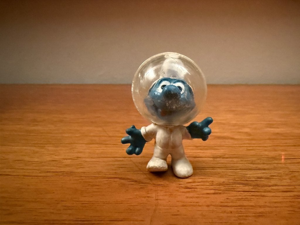 Maansmurf - witte rits (1969), Verzamelen, Ophalen of Verzenden, Gebruikt, Verschillende Smurfen, Poppetje, Figuurtje of Knuffel