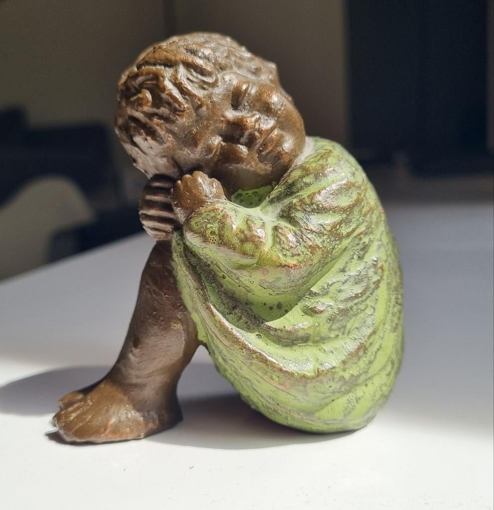 Origineel bronzen beeldje van Geert Kunen - 10 cm, Overige onderwerpen, Minder dan 20 cm, Gemerkt, Ophalen of Verzenden