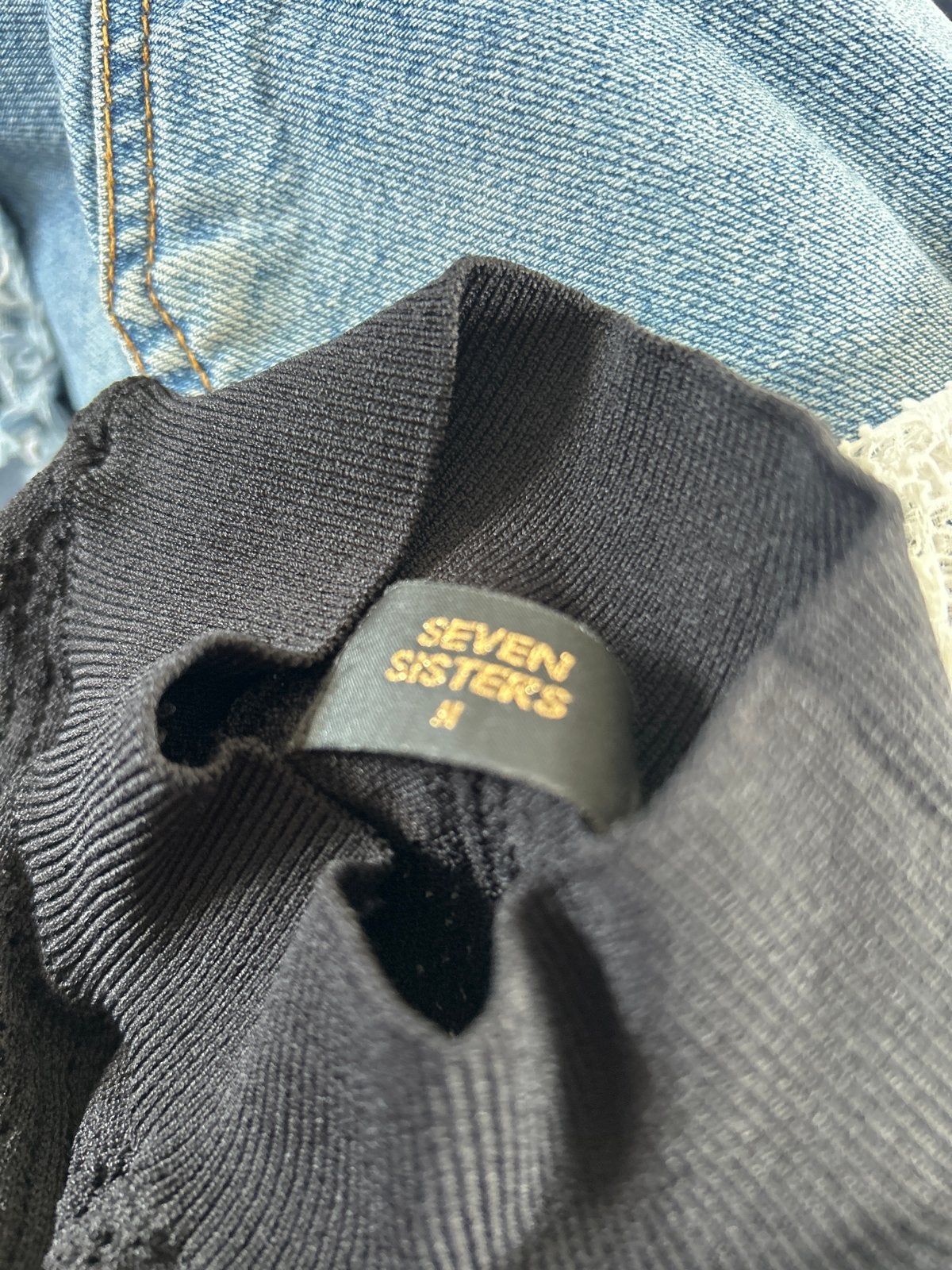 Zwarte top met ruches van Seven Sisters, maat S, Zwart, Ophalen of Verzenden, Zo goed als nieuw, Korte mouw