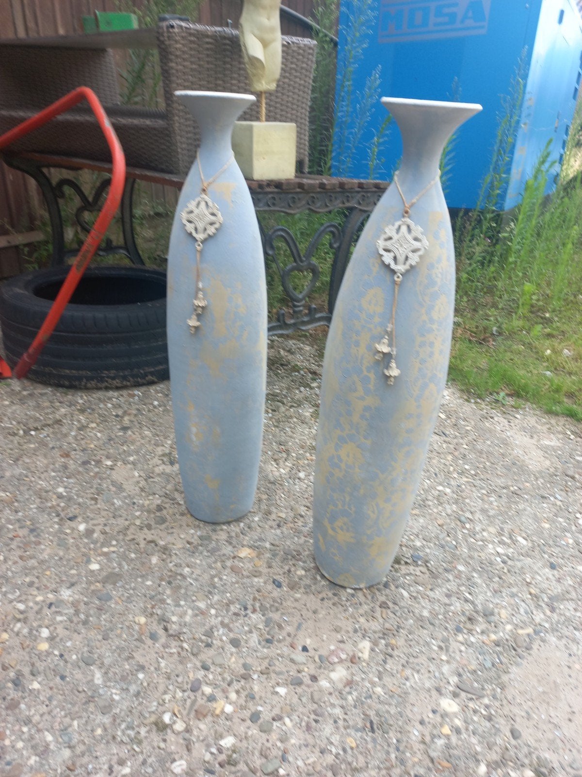 Set van 2 decoratieve vazen, 80 cm hoog, Ophalen of Verzenden