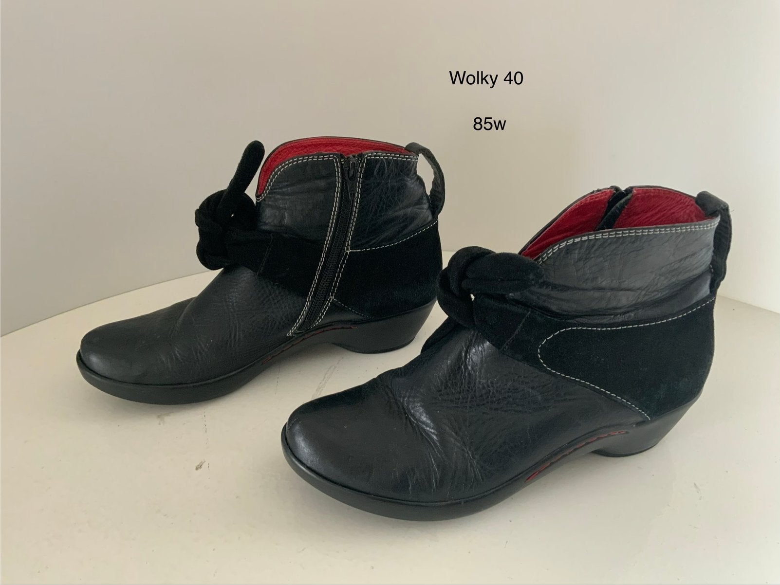 85W) wolky 41 zwarte leren enkellaarzen, Kleding | Dames, Zwart, Lage of Enkellaarzen, Ophalen of Verzenden, Zo goed als nieuw
