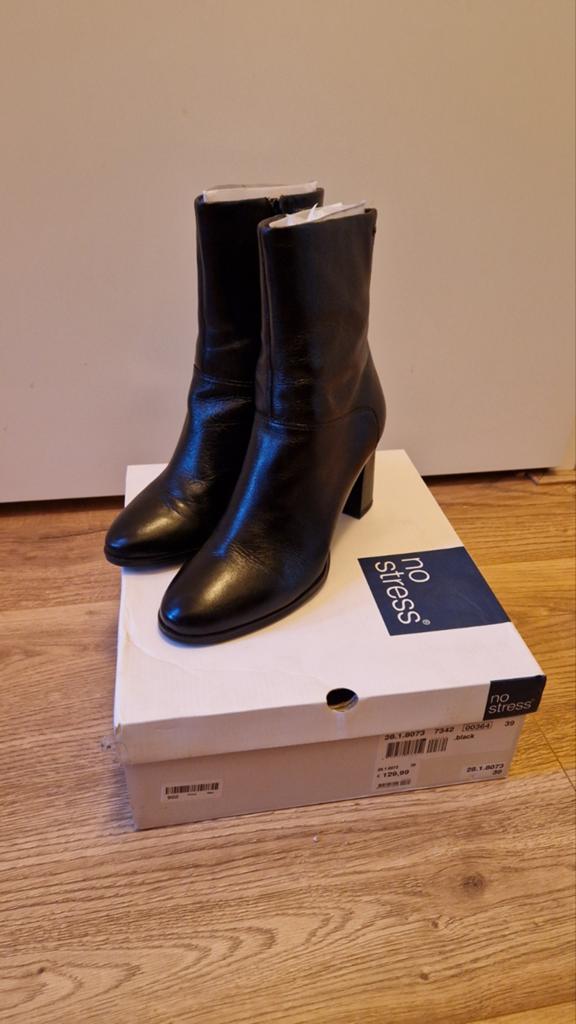 Zwarte enkellaarsjes No Stress memory foam, maat 39, Zwart, Lage of Enkellaarzen, Ophalen of Verzenden, Zo goed als nieuw