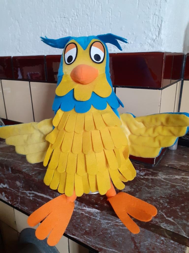 Meneer de Uil fabeltjeskrant handpop poppenkastpop groot for, Ophalen of Verzenden, Zo goed als nieuw, Pop