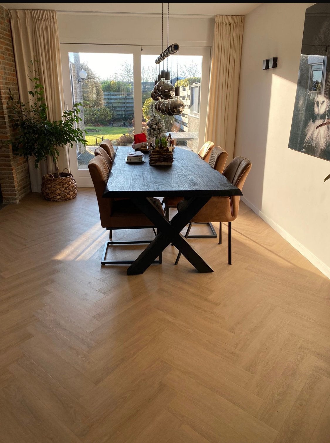 Robuuste Eettafel Zwart Hout met X-poten - Modern Design, Huis en Inrichting, Tafels | Eettafels, Ophalen, 100 tot 150 cm, 200 cm of meer