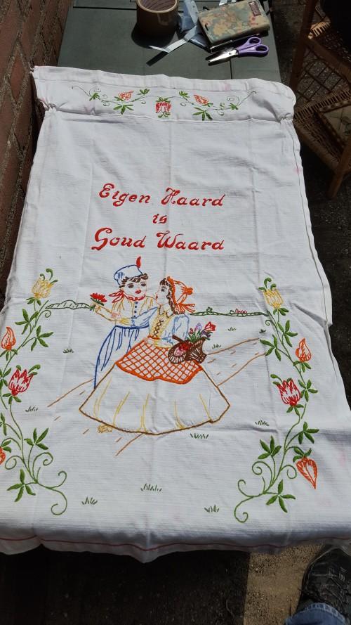 Handdoek hanger met afbeelding boer en boerin en opschrift e, Ophalen of Verzenden