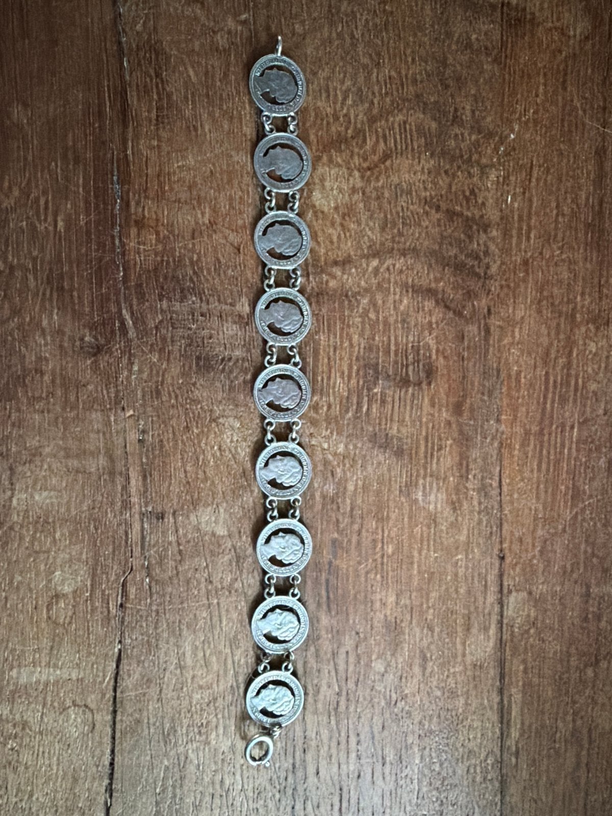 ARMBAND UITGEZAAGD ZILVER DUBBELTJES STIL VERZET. Zilver 925, Sieraden, Tassen en Uiterlijk, Armbanden, Ophalen of Verzenden, Gebruikt