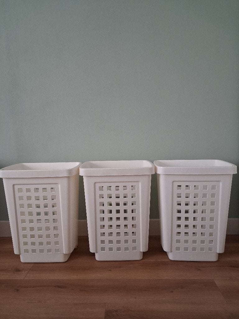 3 wasboxen, Ophalen, Gebruikt, Wit, Wasmand