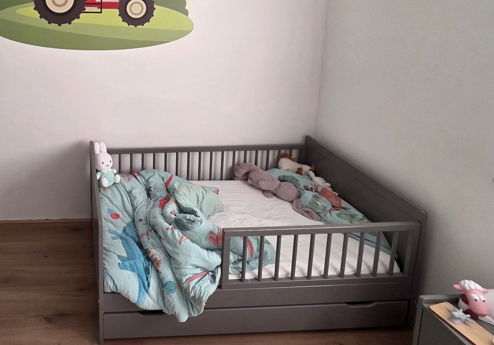 Petit Amélie - Peuterbed Plume 140x70 Grijs, Ophalen, Gebruikt, 70 tot 85 cm, 140 tot 160 cm