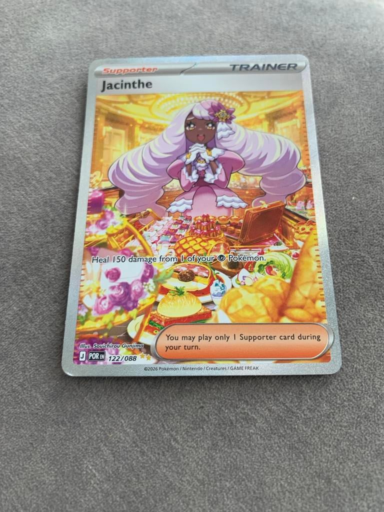 Pokémon Kaart Jacinthe Full Art Supporter Perfecte Staat, Ophalen, Zo goed als nieuw, Losse kaart, Foil