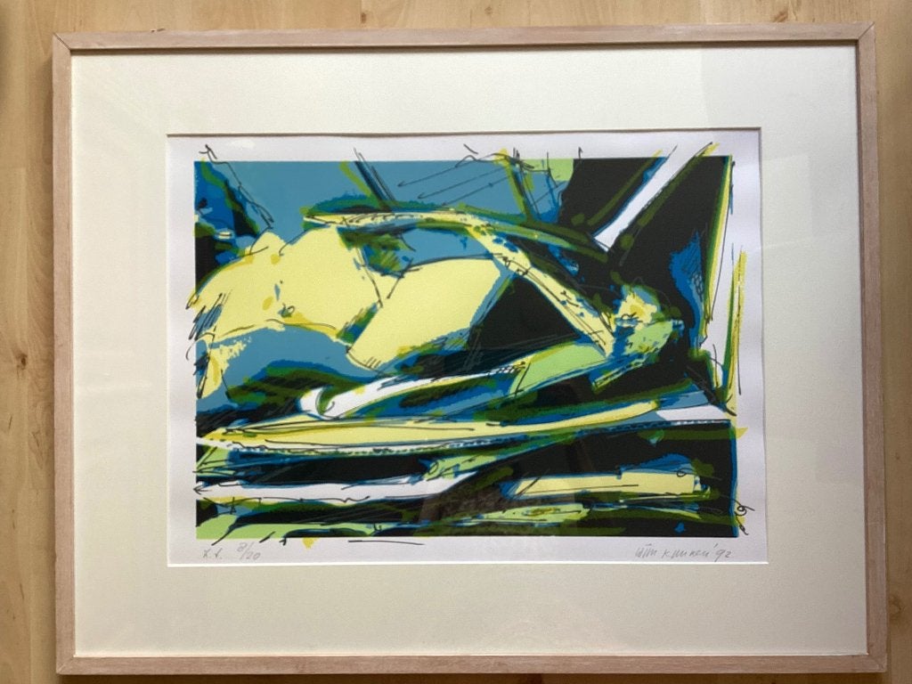 Zeefdruk, Wim Kuunen, abstract, gesigneerd , vintage, Antiek en Kunst, Kunst | Litho's en Zeefdrukken, Zeefdruk, Abstract, Ophalen