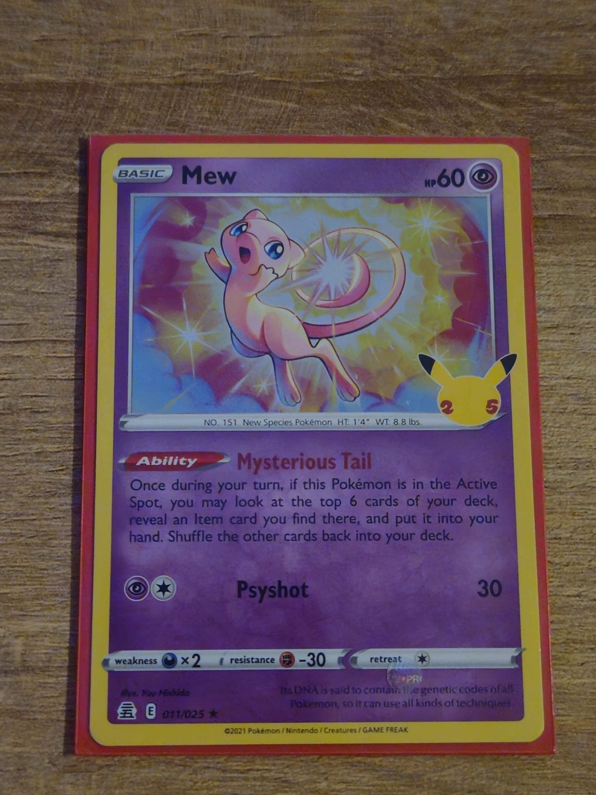 Mew Pokémon Kaart 011/025 Celebrations (25th Anniversary), Ophalen of Verzenden, Zo goed als nieuw, Losse kaart