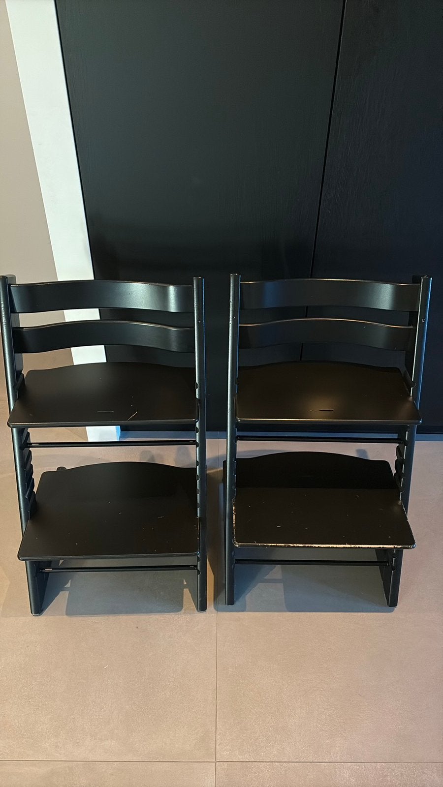 Stokke  tripp trapp zwart 2x, Ophalen, Gebruikt, Meegroeistoel