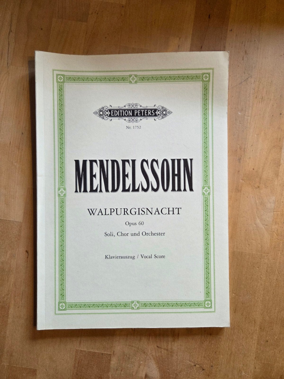 Mendelssohn Walpurgisnacht Opus 60 - Klavierauszug, Koor, Klassiek, Ophalen of Verzenden, Zo goed als nieuw
