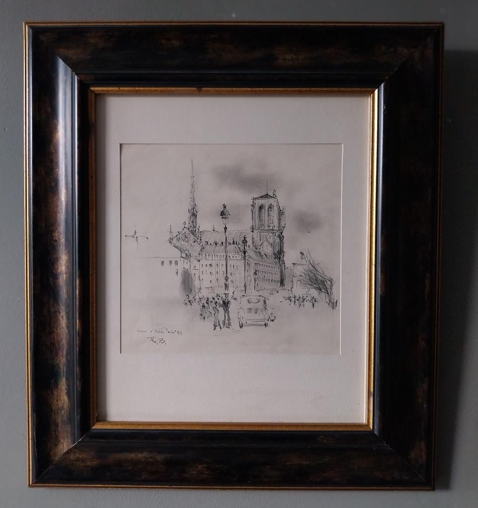 Theo Beerendonk - Parijs - Tekening - 1953, Ophalen of Verzenden