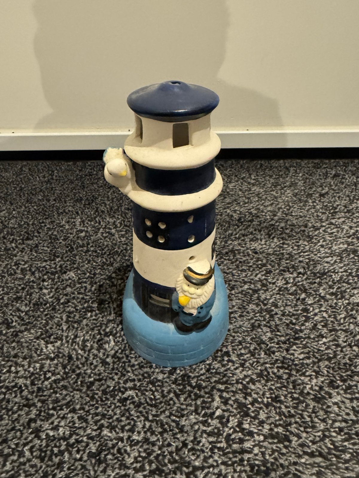 Decoratieve vuurtoren van 20 cm, Huis en Inrichting, Ophalen of Verzenden, Zo goed als nieuw, Blauw, Steen/keramiek