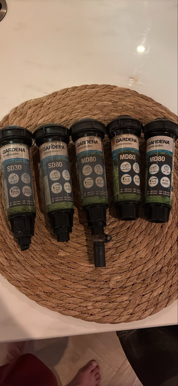 Gardena Sprinklersysteem MD80 en SD30 - 5 stuks, Ophalen of Verzenden, Gebruikt, Turbinesproeier