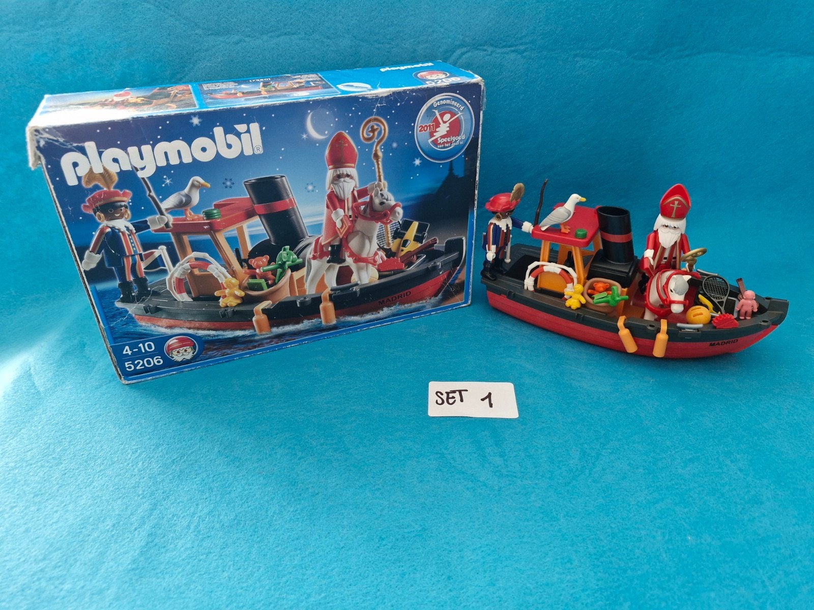 Playmobil pakjesboot Sinterklaas boot 5206 - Zo goed als nie, Complete set, Ophalen of Verzenden, Zo goed als nieuw, Boot/Schip