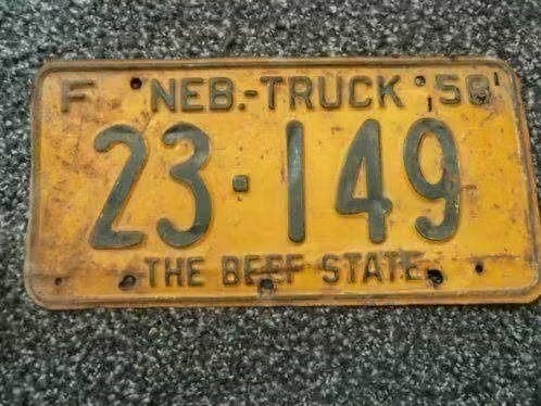 Kentekenplaat licenseplate Nebraska 1958 Beef State USA, Verzenden, Gebruikt, Auto's