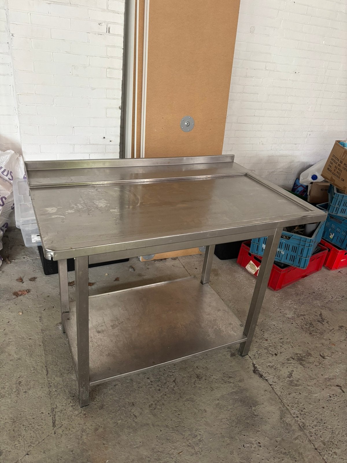 Keukentafel met rvs blad voor horecakeuken, Ophalen, 50 tot 100 cm, Zo goed als nieuw, Minder dan 100 cm
