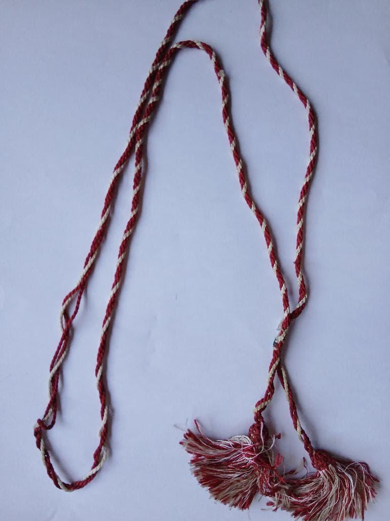 Rood/wit Scouting kroonverkennerskoord met flosjes NPV  1970, Verzamelen, Scouting, Ophalen of Verzenden, Gebruikt, Overige typen