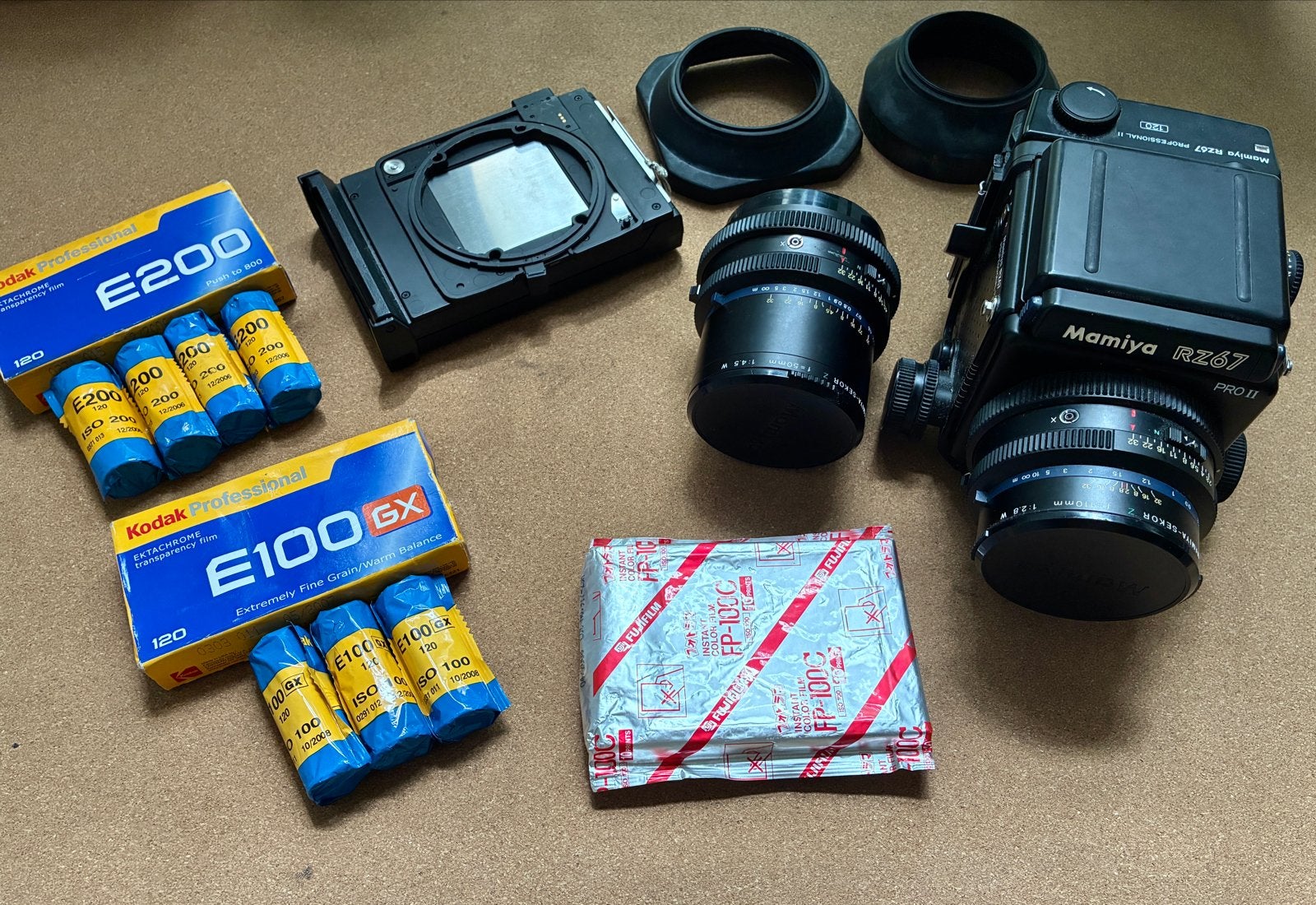Mamiya RZ67 Pro II set met 2 lenzen, polaroid en diverse, Audio, Tv en Foto, Fotocamera's Analoog, Ophalen, Gebruikt, Spiegelreflex