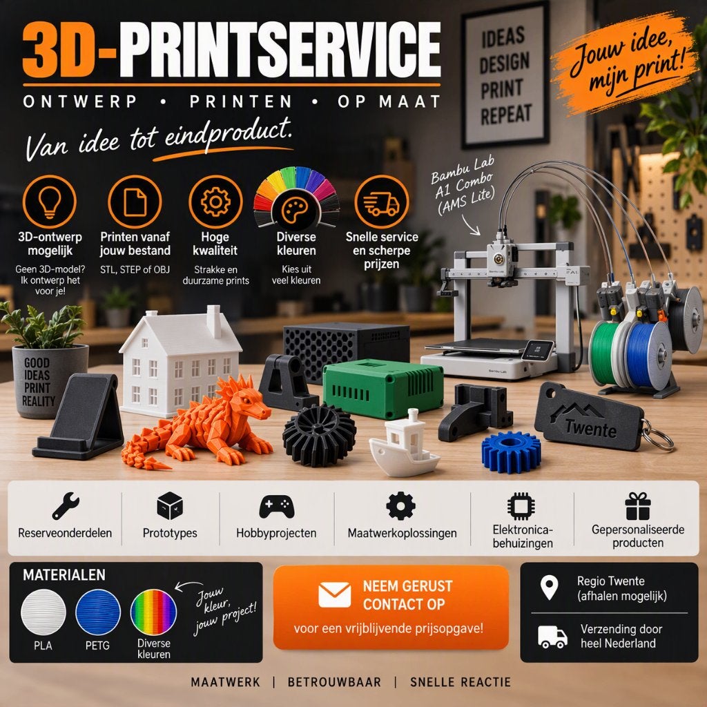 3D-Printservice op Maat | Ontwerp & Printen, Computers en Software, Bambu Lab, Nieuw, Ophalen of Verzenden, Filament