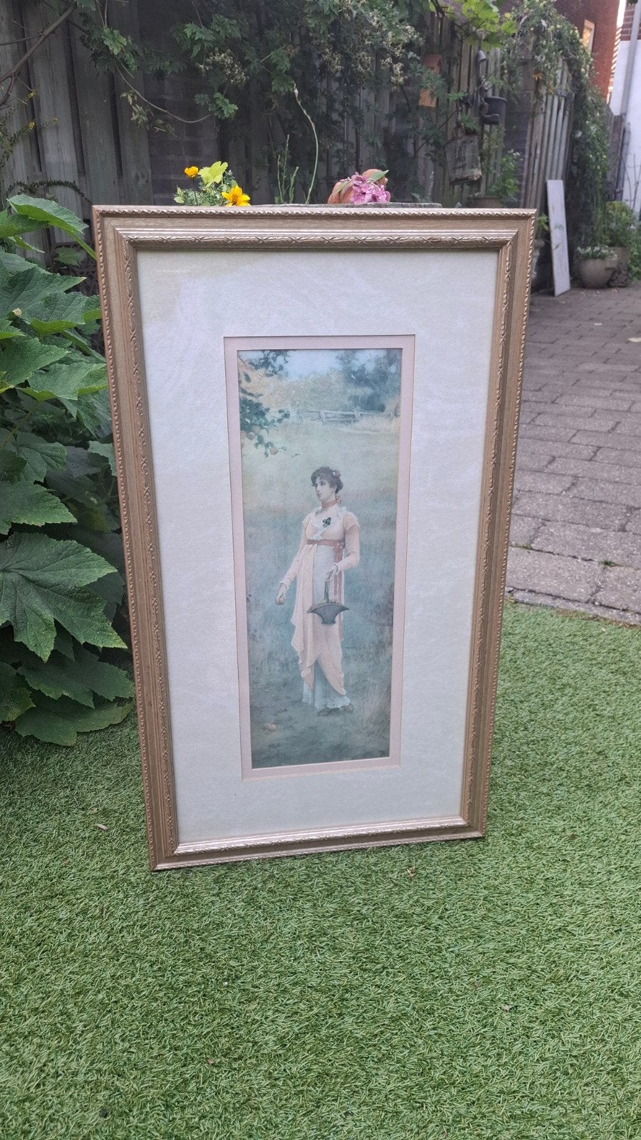 Mooie goudkleurige lijst met prent Marcus Stone, Antiek en Kunst, Kunst | Schilderijen | Klassiek, Ophalen, Portret of Personen