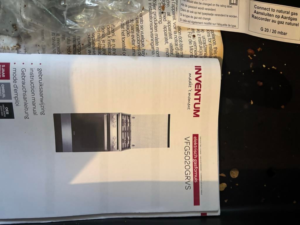 Inventum VFG5020GRVS Elektrisch Gasfornuis, Ophalen, Gebruikt, 4 kookzones, Gas
