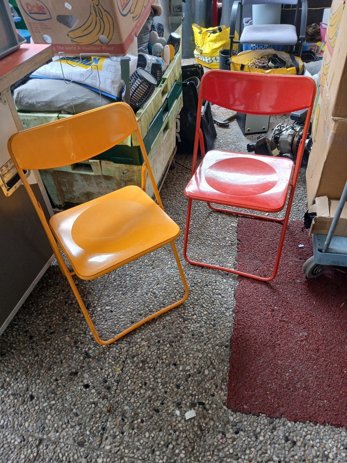 Set van 2 vintage ikea  inklapbare stoelen - Oranje en Rood, Gebruikt, Twee, Overige kleuren, Vintage, Retro, Inklapbaar