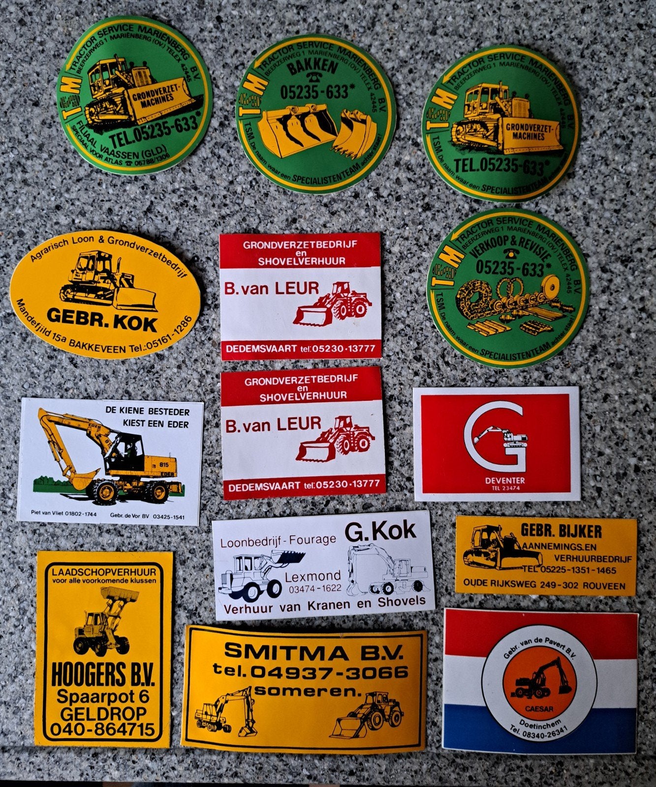 Diverse vintage stickers graafmachine bulldozer grondverzet, Verzamelen, Ophalen of Verzenden, Zo goed als nieuw