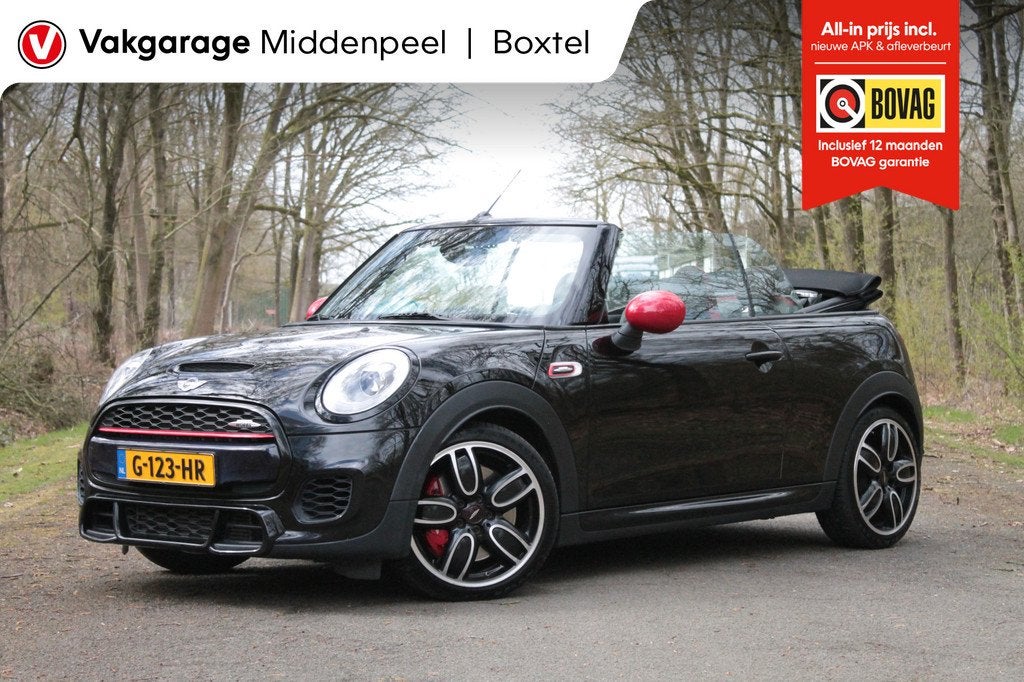MINI Cooper Cabrio 2.0 John Cooper Works Chili | LED | Cruis, Auto's, Mini, 232 pk, 4 cilinders, 4 stoelen, Zwart