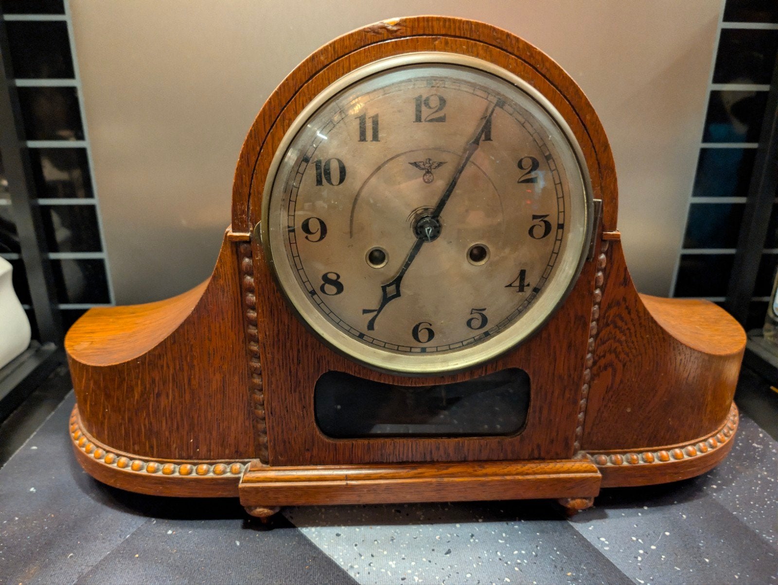 Antieke Mauthe Schwenningen Tafelklok met Mechanisch Uurwerk, Antiek en Kunst, Ophalen of Verzenden