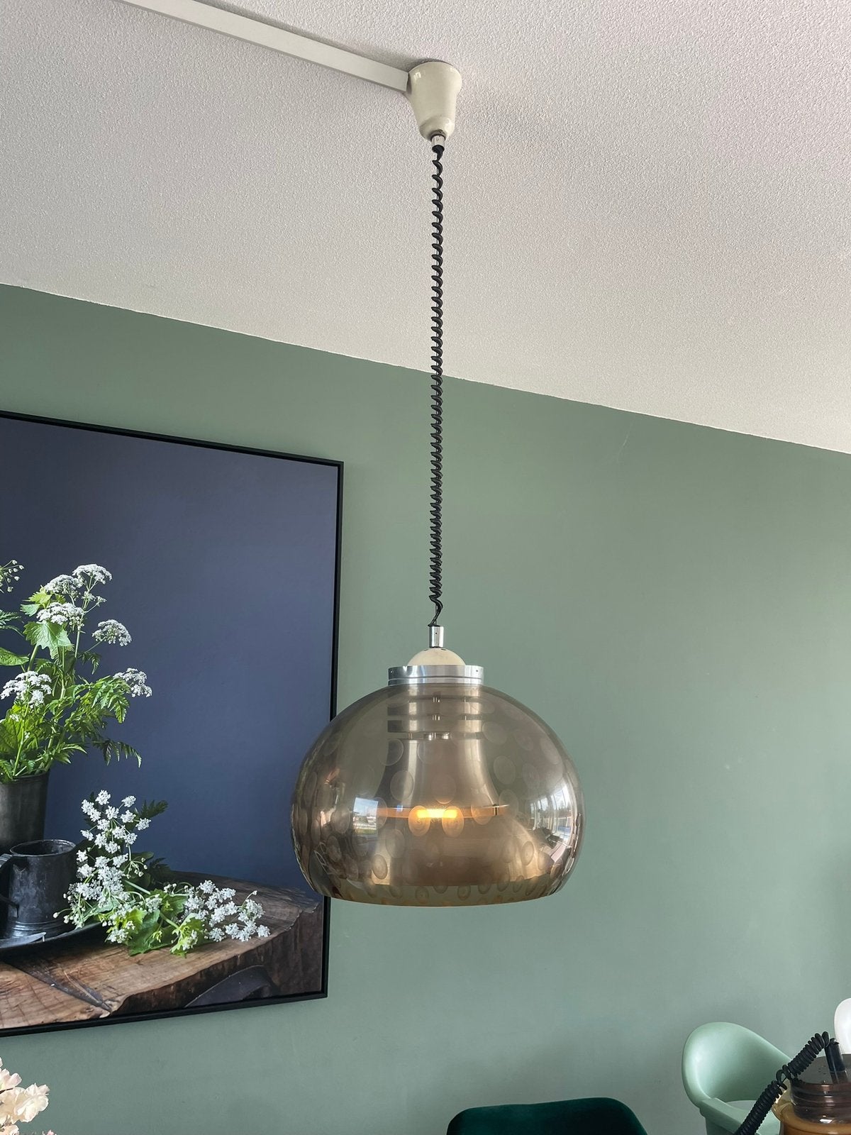 Space Age Mushroom Hanglamp van Herda vintage mid century, Ophalen of Verzenden, Zo goed als nieuw