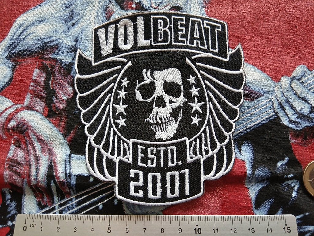 Volbeat prachtige  grote estd. 2001 patch v72 11x12 cm, Ophalen of Verzenden, Nieuw, Kleding