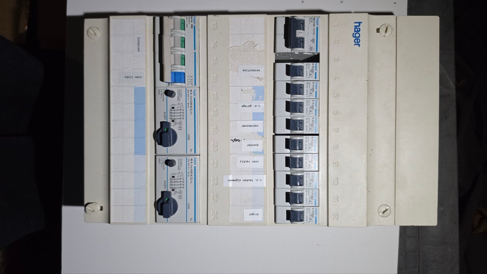 Hager Groepenkast met Aardlekschakelaars Installatieautoma, Ophalen of Verzenden, Gebruikt, Hager, Groepenkast