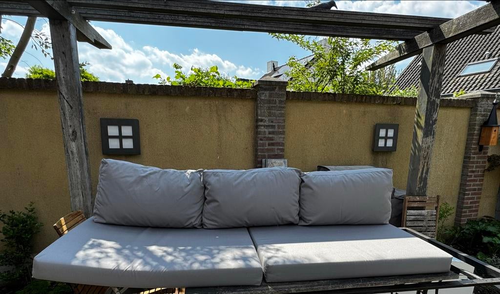 Grijze tuinkussens voor loungeset of palletbank., Tuin en Terras, Tuinsets en Loungesets, Ophalen, Zo goed als nieuw