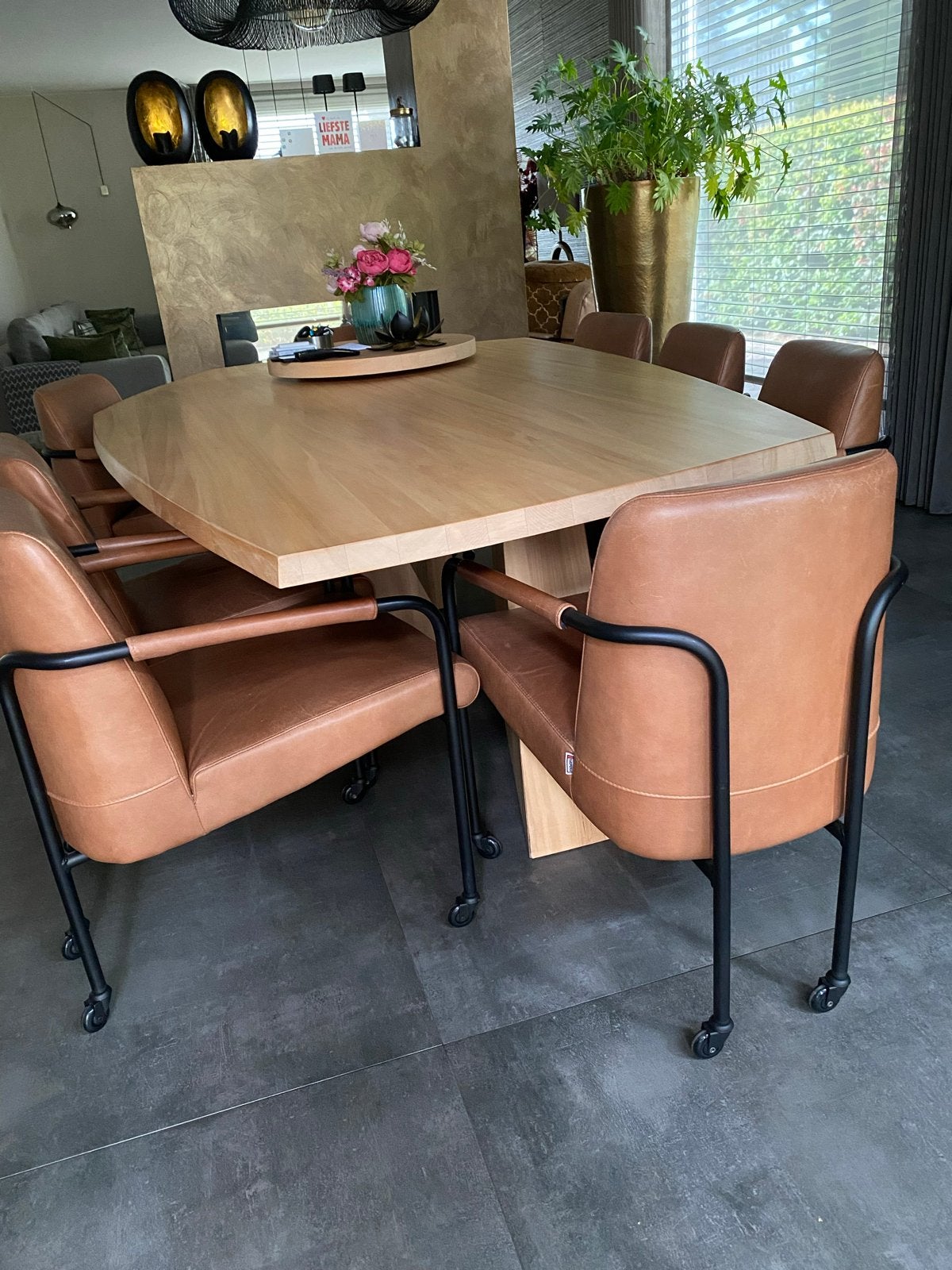 MOVANI eetkamerstoelen Cognac leren stoelen, Huis en Inrichting, Ophalen, Zeer makkelijke zit voor lang tafelen, Overige kleuren