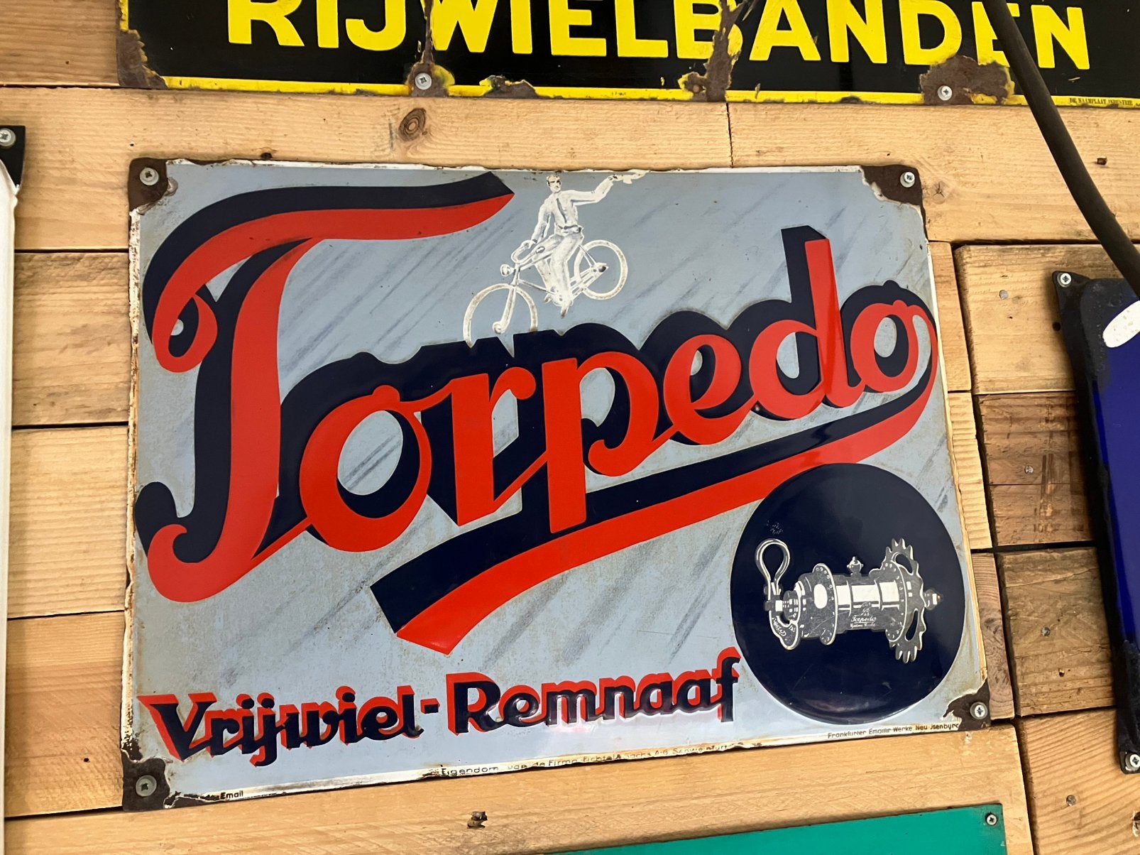 Torpedo emaille reclame bord, Ophalen of Verzenden