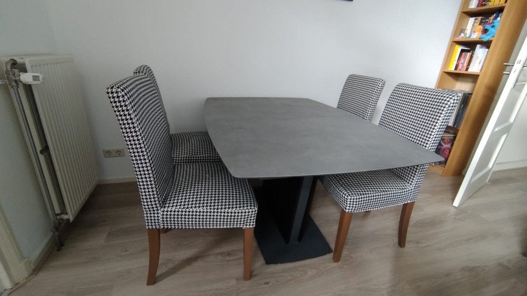 BoConcept Milano uitschuifbare eettafel – keramiek, Ophalen, Gebruikt, 100 tot 150 cm, Vijf personen of meer