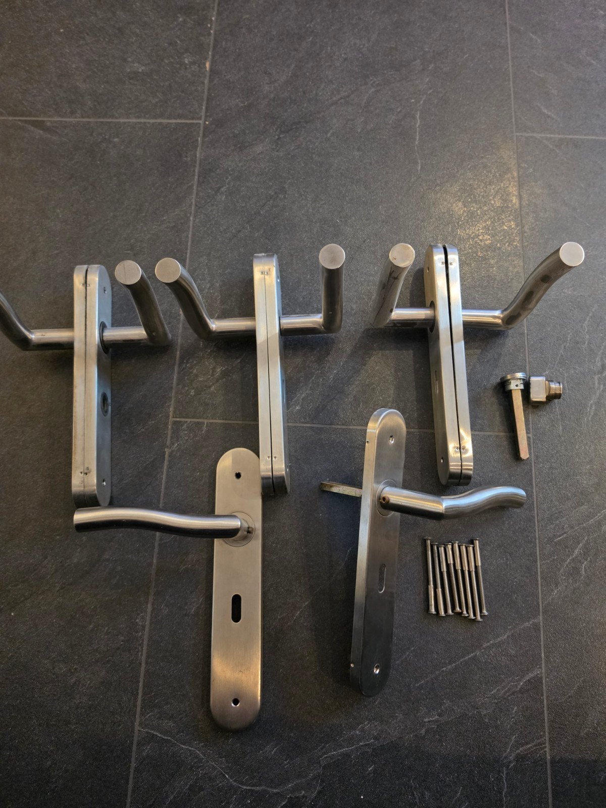 Deurklinken 4 Stuks met slot gat rvs, Doe-het-zelf en Verbouw, Ophalen of Verzenden, Koper of Messing, Klink of Kruk