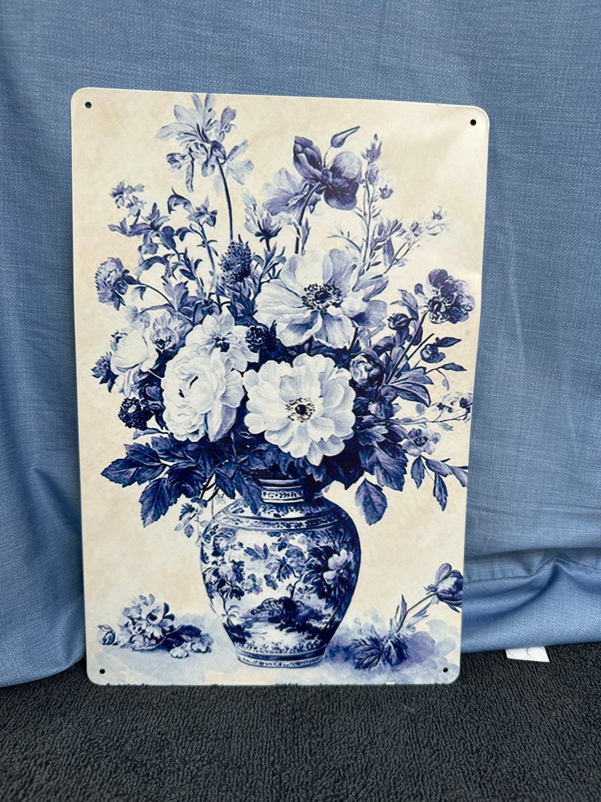 Chinees blauwv Wandbord - Bloemenvaas, Metaal, Nieuw, Klassiek, Ophalen of Verzenden