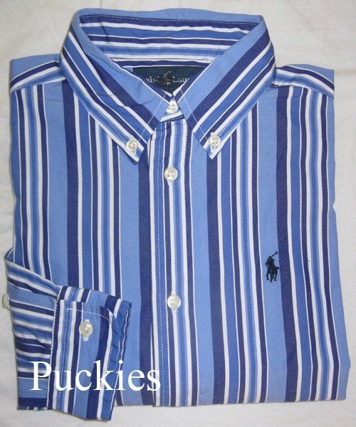 Maat 152/158 Blauw gestreept Ralph LAUREN overhemd *NIEUW* a, Overhemd of Blouse, Nieuw, Ophalen of Verzenden, Jongen
