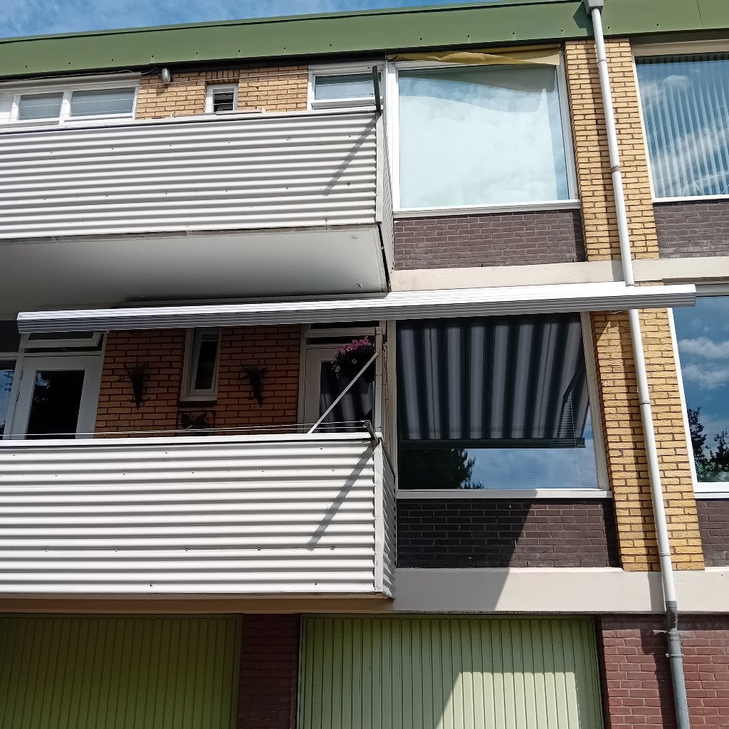Knikarm zonnescherm, Ophalen, Gebruikt, 450 cm of meer, Elektrisch