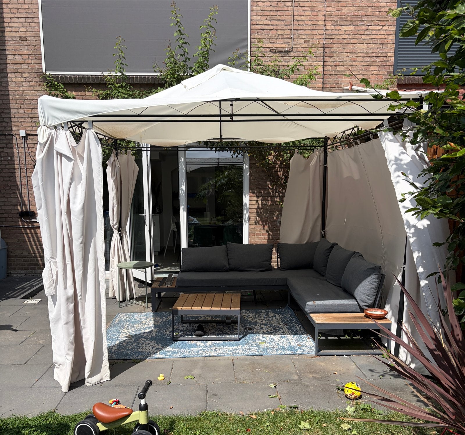 Creme Tuinpaviljoen met zijwanden, Tuin en Terras, Ophalen, Gebruikt, Minder dan 4 meter, Paviljoen