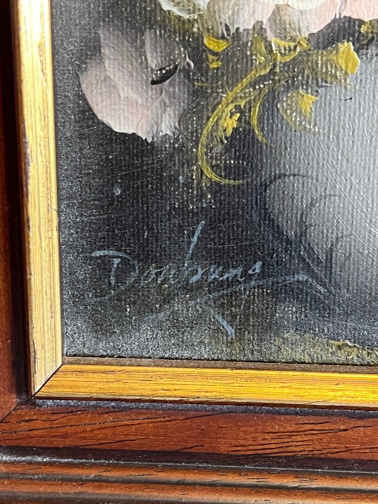 Schilderij A. Domberg Bloemen 25.5 x 20.5, Ophalen of Verzenden, Bloemen