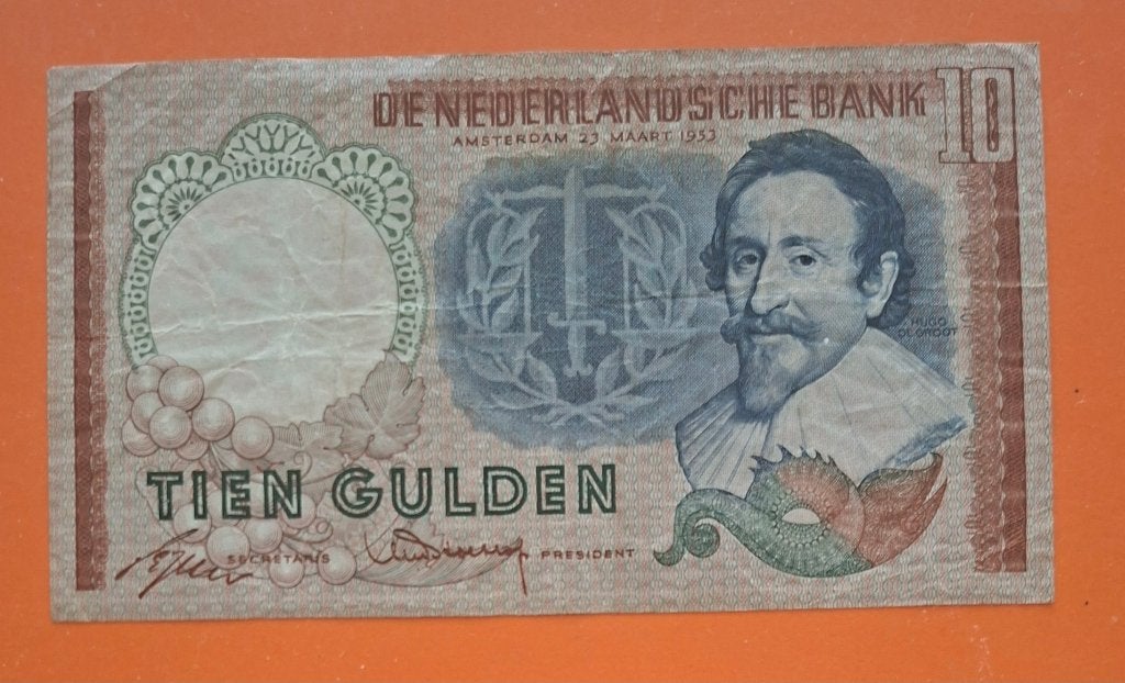 Bankbiljet 10 gulden 1953 Hugo de Groot, cat. PL45.a1, Verzenden, 10 gulden, Los biljet