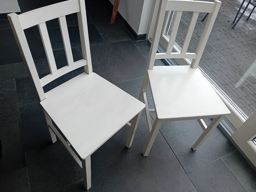 Keukenstoelen, Huis en Inrichting, Stoelen, Ophalen, Gebruikt, Twee, Wit