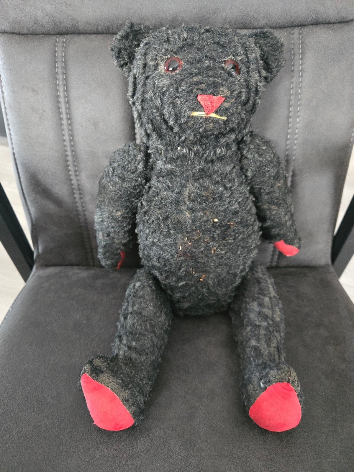 Grote zwarte teddybeer, houtwol gevuld, Verzamelen, Beren en Cherished Teddies, Ophalen of Verzenden, Zo goed als nieuw, Stoffen beer